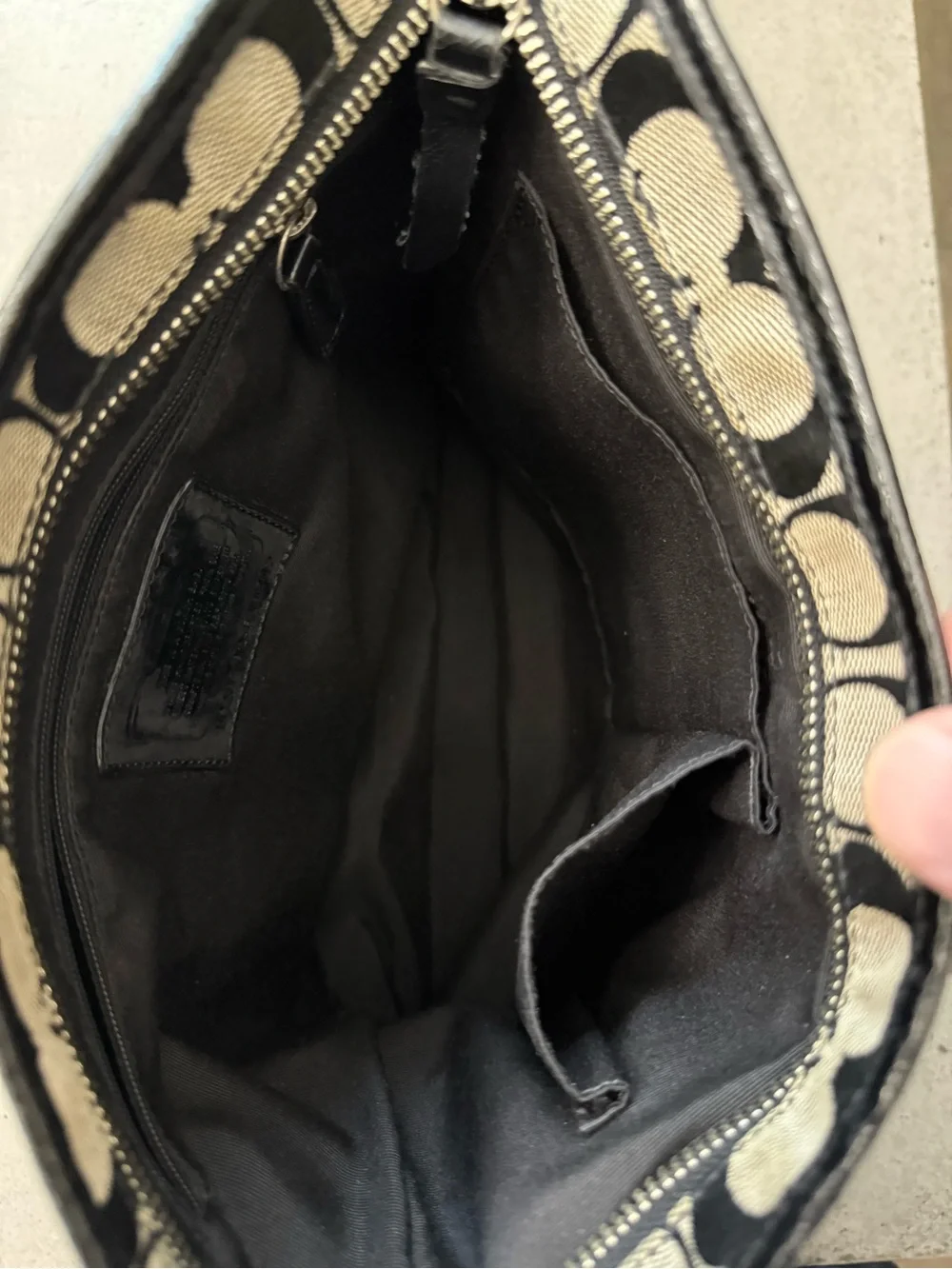 Coach Black and Cream Signature Jacquard Crossbody Bag